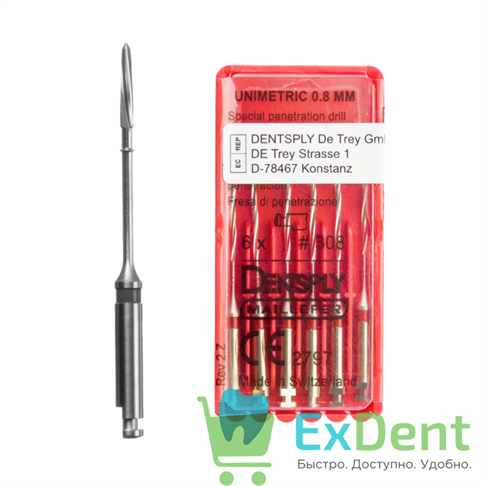 Дриль пенетрационный Unimetric №310 чёрный Dentsply (6шт) - фото 41133