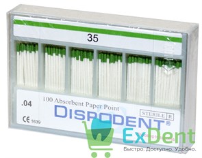 Бумажные штифты 04 №35 Dispodent для удаления влаги в канале (100 шт)