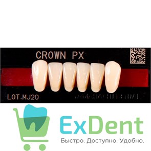 {{photo.Alt || photo.Description || 'Гарнитур фронтальных зубов  Crown PX - нижние, цвет A1 фасон N71L, композитные трехслойные (6шт)'}}
