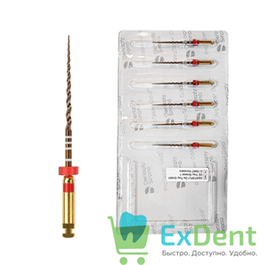 ProTaper (ПроТейпер) Gold машинный F2, 25 мм, Dentsply, для лечения сложных случаев (6 шт)