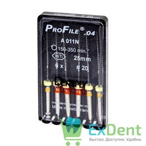 ProFile (ПроФайл) 04 №20, 25 мм, Dentsply, машинный каналорасширитель (6 шт)