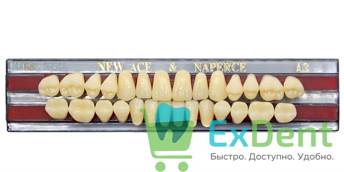 Гарнитур акриловых зубов A3, T2, Naperce и New Ace (28 шт) 14089 - фото 27452