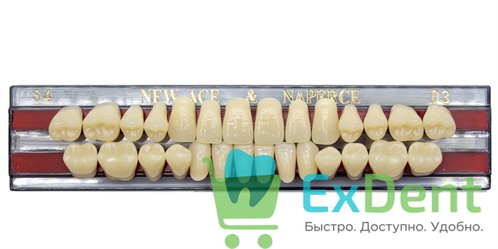 Гарнитур акриловых зубов D3, S4, Naperce и New Ace (28 шт) 18766 - фото 27458