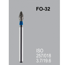 Боры алмазные Mani FO-32 257/018 FG - пламяобразный, стрельчатый кончик, синий (5 шт) 20918 - фото 27844