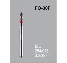 Боры алмазные Mani FO-30F 254/017 FG - пламяобразный, стрельчатый кончик, красный (5 шт) 20439 - фото 27851