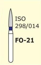 Боры алмазные Mani FO-21 298/014 FG - пламяобразный, стрельчатый кончик, синий (5 шт) 20914