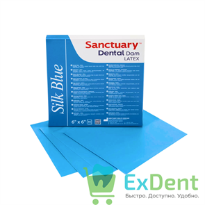 Резиновые завесы Dental Dams голубые, тонкие (152 х 152 мм) - листы латексные, мята (36 шт) 18829