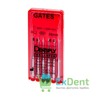 Gates №4, 28 мм, Dentsply, бор, Glidden,  расширение устья корневого канала (6 шт) 21013