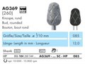 AG369-085EC-HP Бор алмазный NTI, форма бутон с насечками, сверхгрубое зерно 17797 - фото 32037